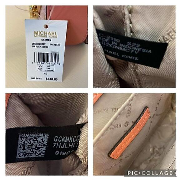 Michael Kors Purse Carmen Small Flap Crossbody bag Sherbert - Picture 11 of 12